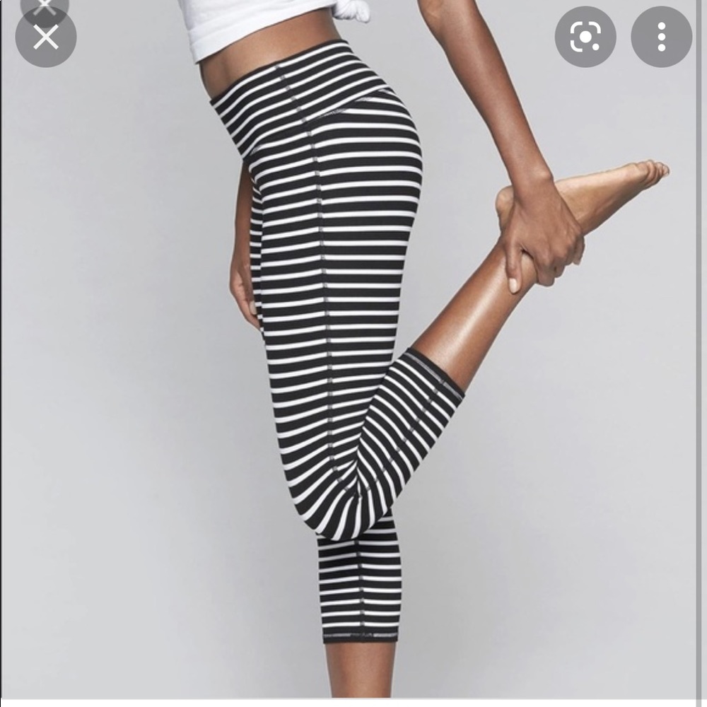 Athleta Black and White Striped Leggings